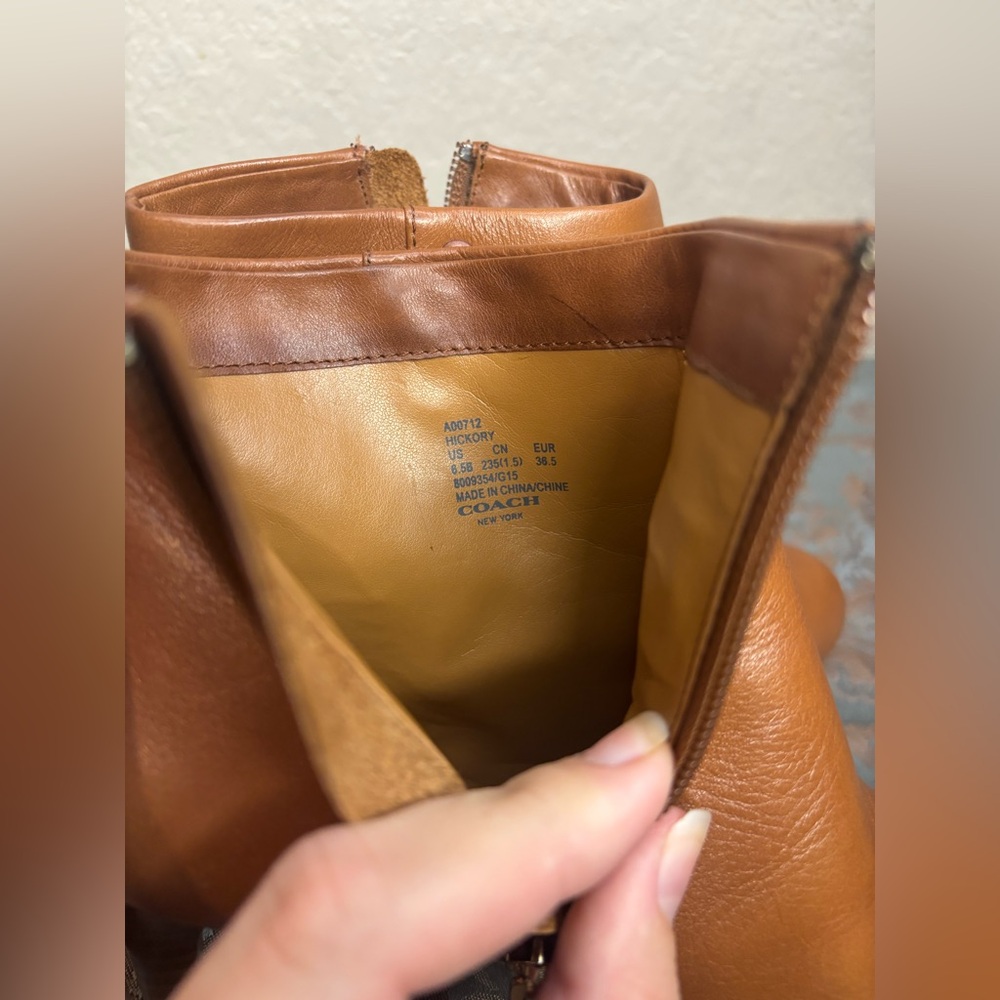 Coach Hickory Calf Ankle Heeled Booties in Saddle Size 6.5 - Picture 14 of 15